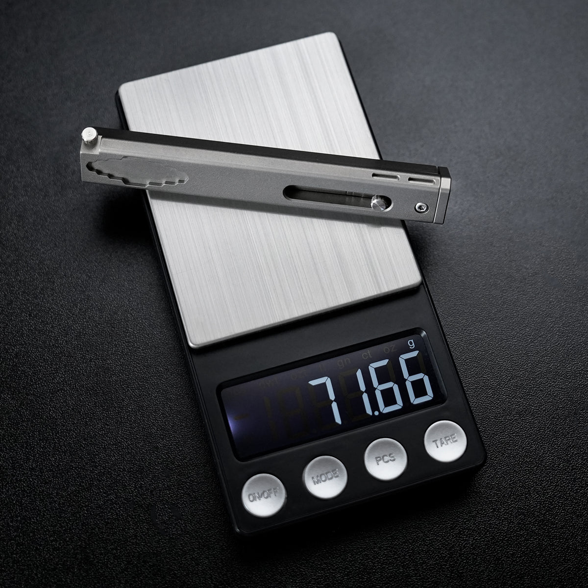 TGFL07 Grey Titanium Alloy Multi‑Function Sliding Marking Ruler EDC Tool