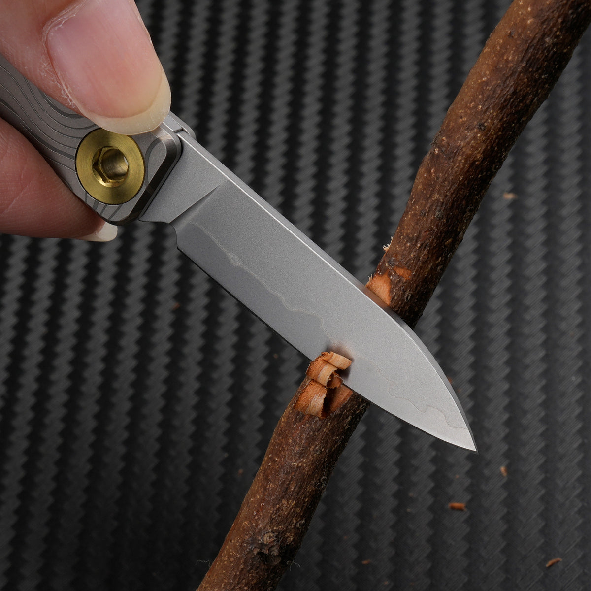 TGQ58 Grey Topo Pattern Titanium VG10 Steel Mini Folding Cutter