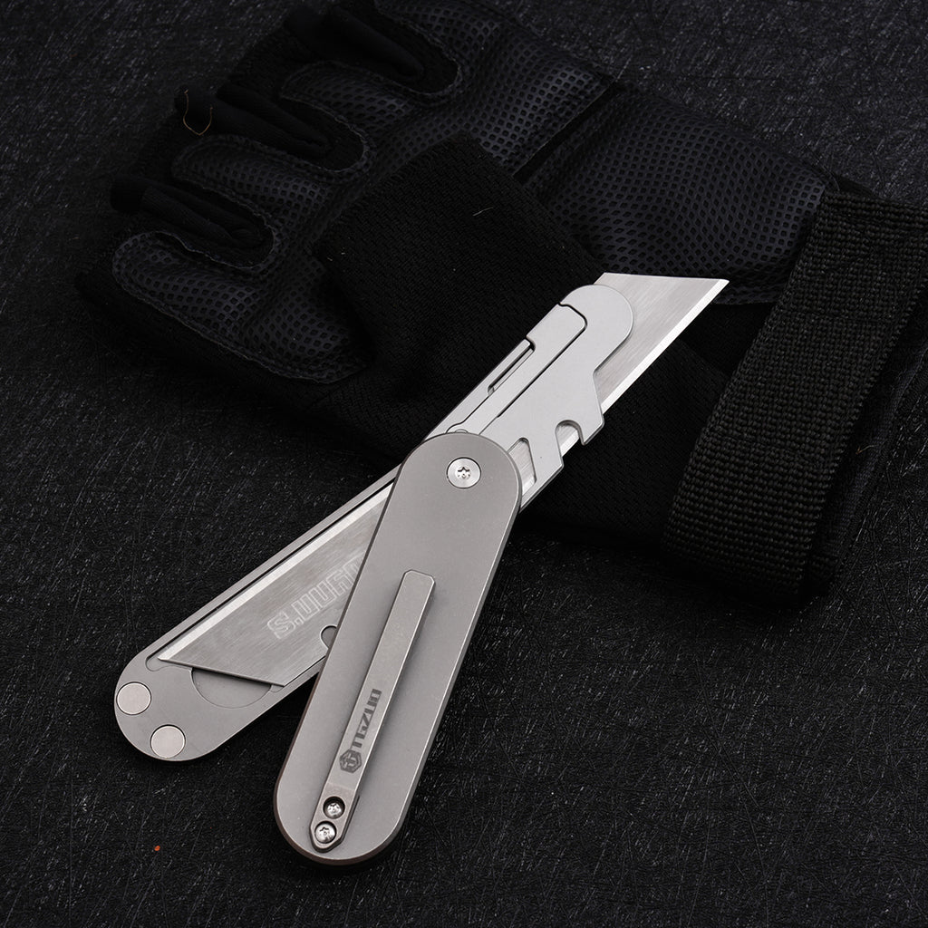 TGQ40 Titanium Stonewash Pocket Folding Utility Cutter