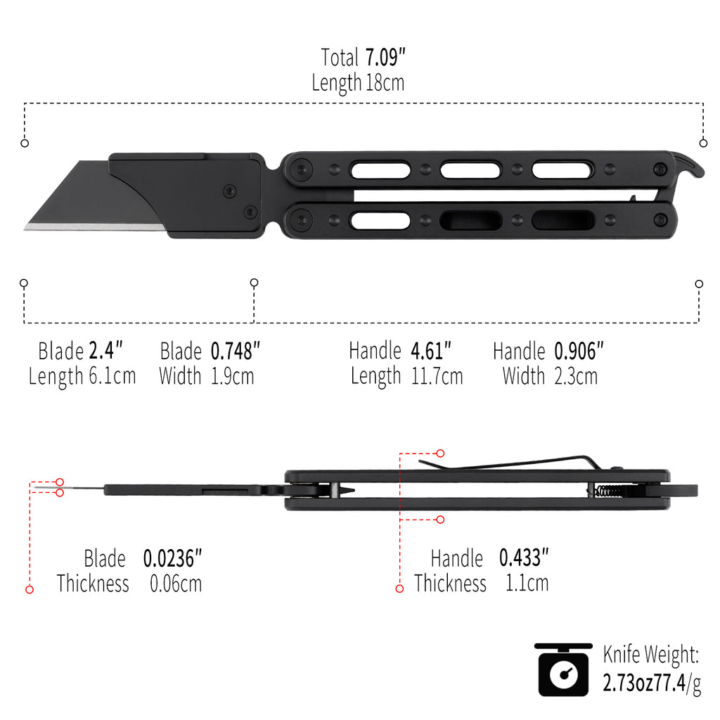 TGQ19 Titanium Black Pocket Folding Utility Cutter