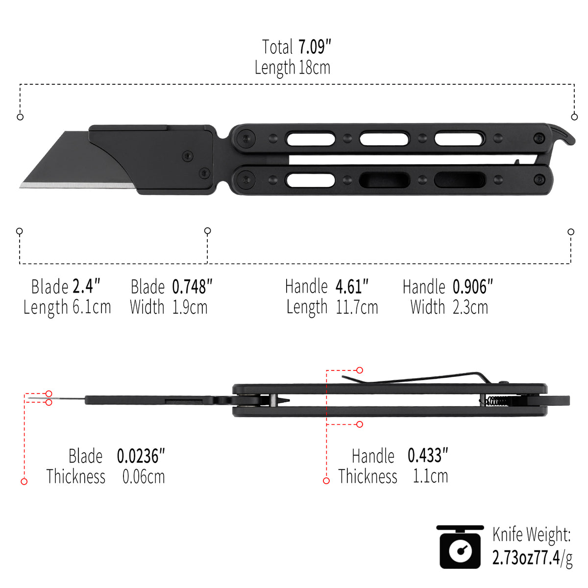 TGQ19 Titanium Black Pocket Folding Utility Cutter