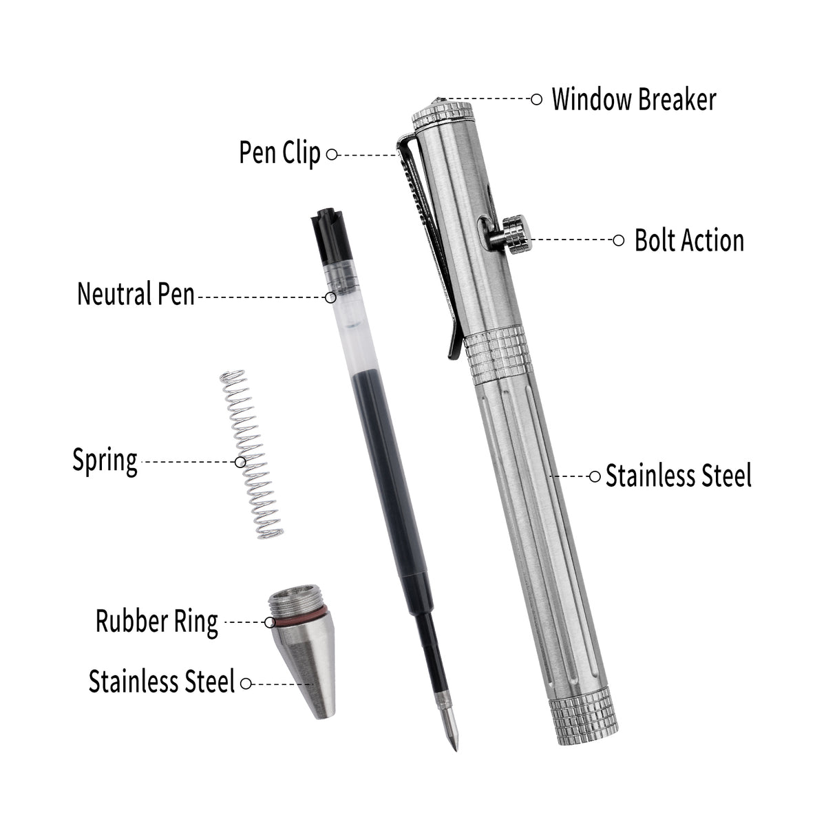 TGF10 Bolt Action Stainless Steel Tactical Pen