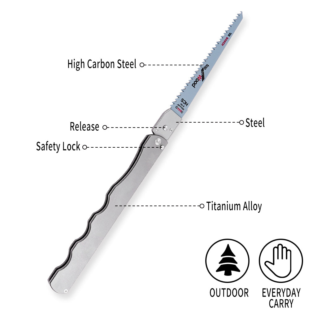  TGQ50 Titanium Stonewash Pocket Folding Saw