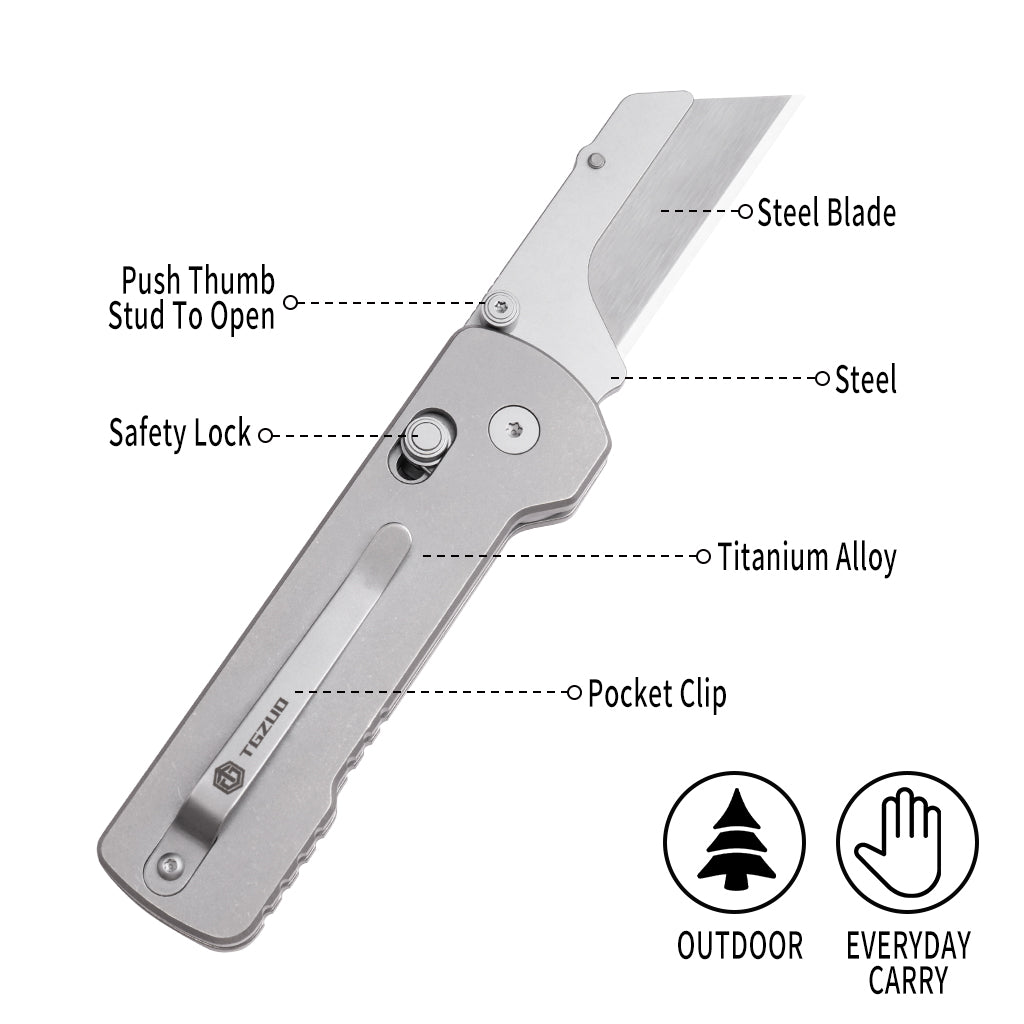 TGQ51 Titanium Stonewash Pocket Folding Utility Cutter
