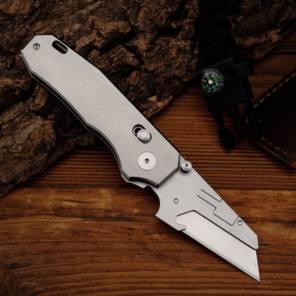TGQ57 Swordfish Titanium Stonewash Folding Utility Cutter