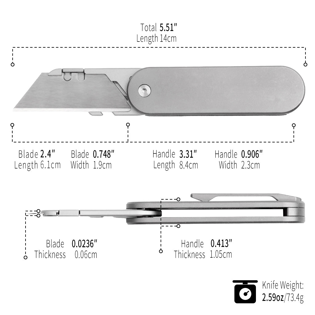 TGQ40 Titanium Stonewash Pocket Folding Utility Cutter