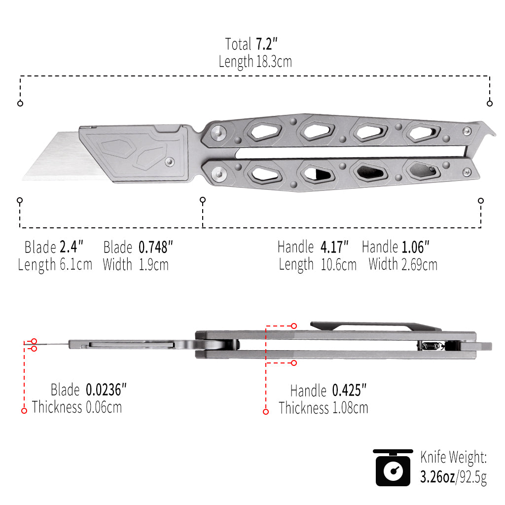 TGQ49 Titanium Stonewash Pocket Folding Utility Cutter