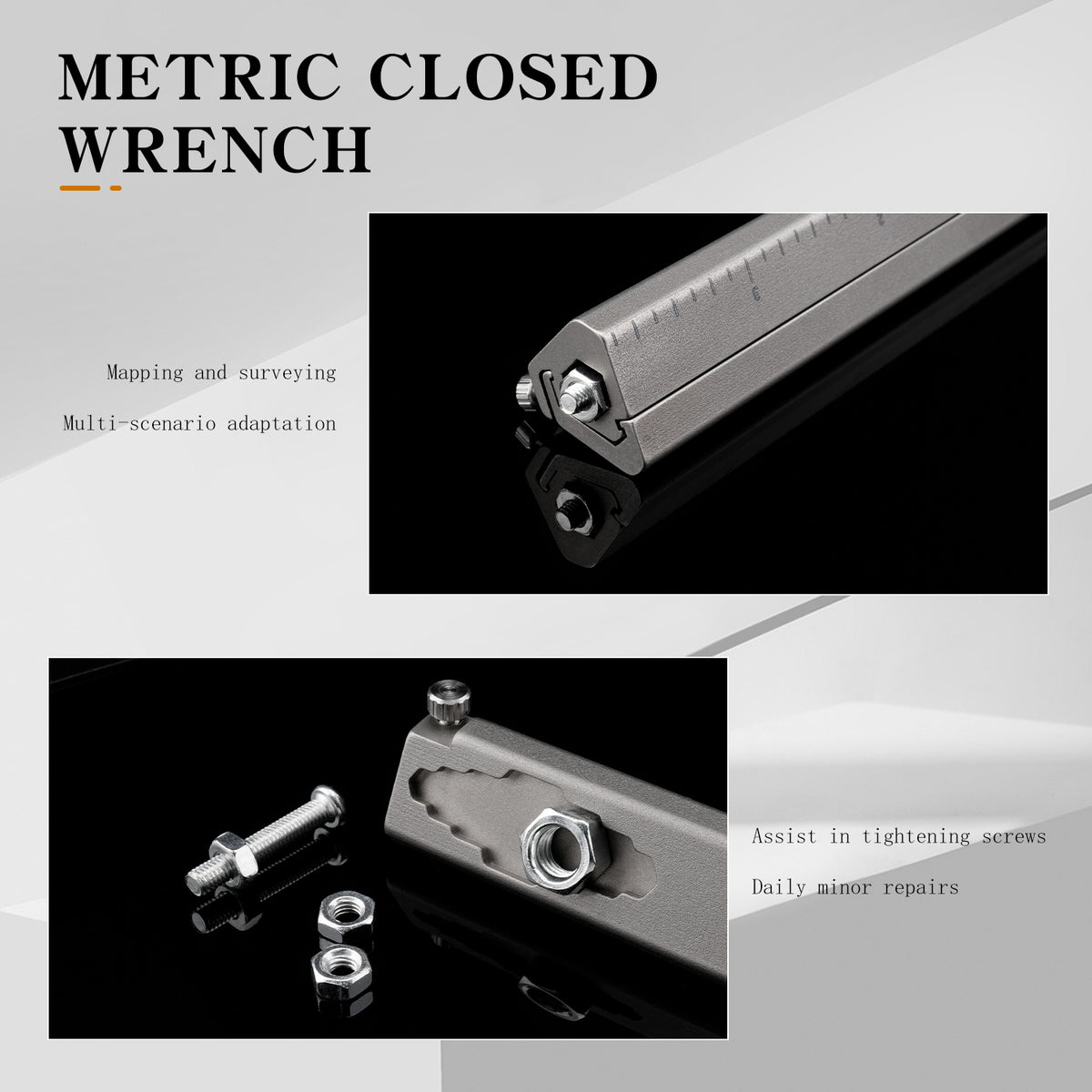 TGFL07 Grey Titanium Alloy Multi‑Function Sliding Marking Ruler EDC Tool