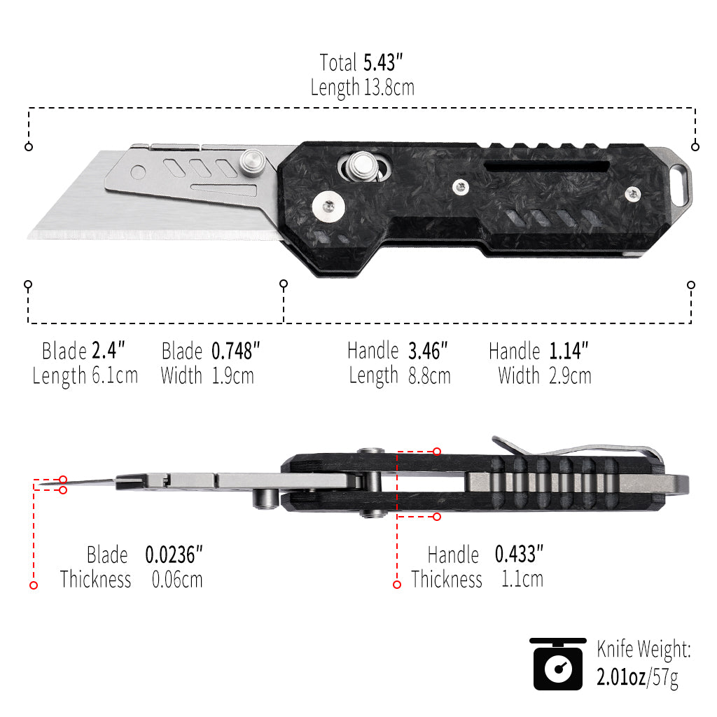 TGQ56 Carbon Fiber Pocket Folding Utility Cutter
