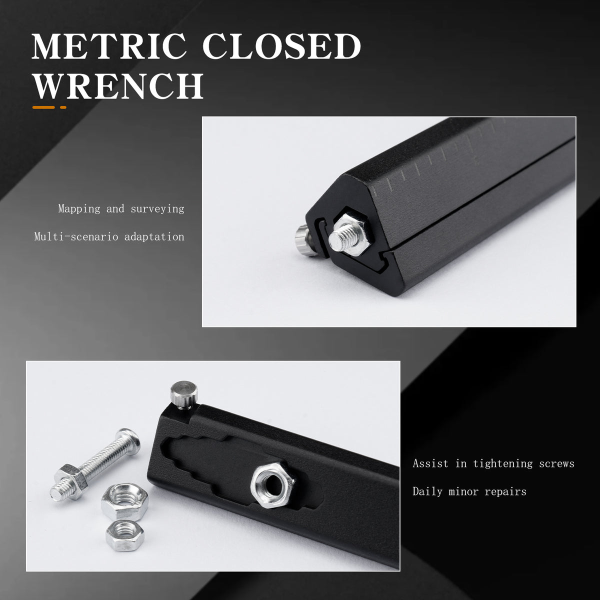 TGFL07 Black Titanium Alloy Multi‑Function Sliding Marking Ruler EDC Tool