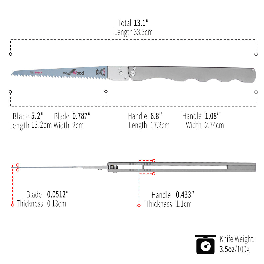  TGQ50 Titanium Stonewash Pocket Folding Saw