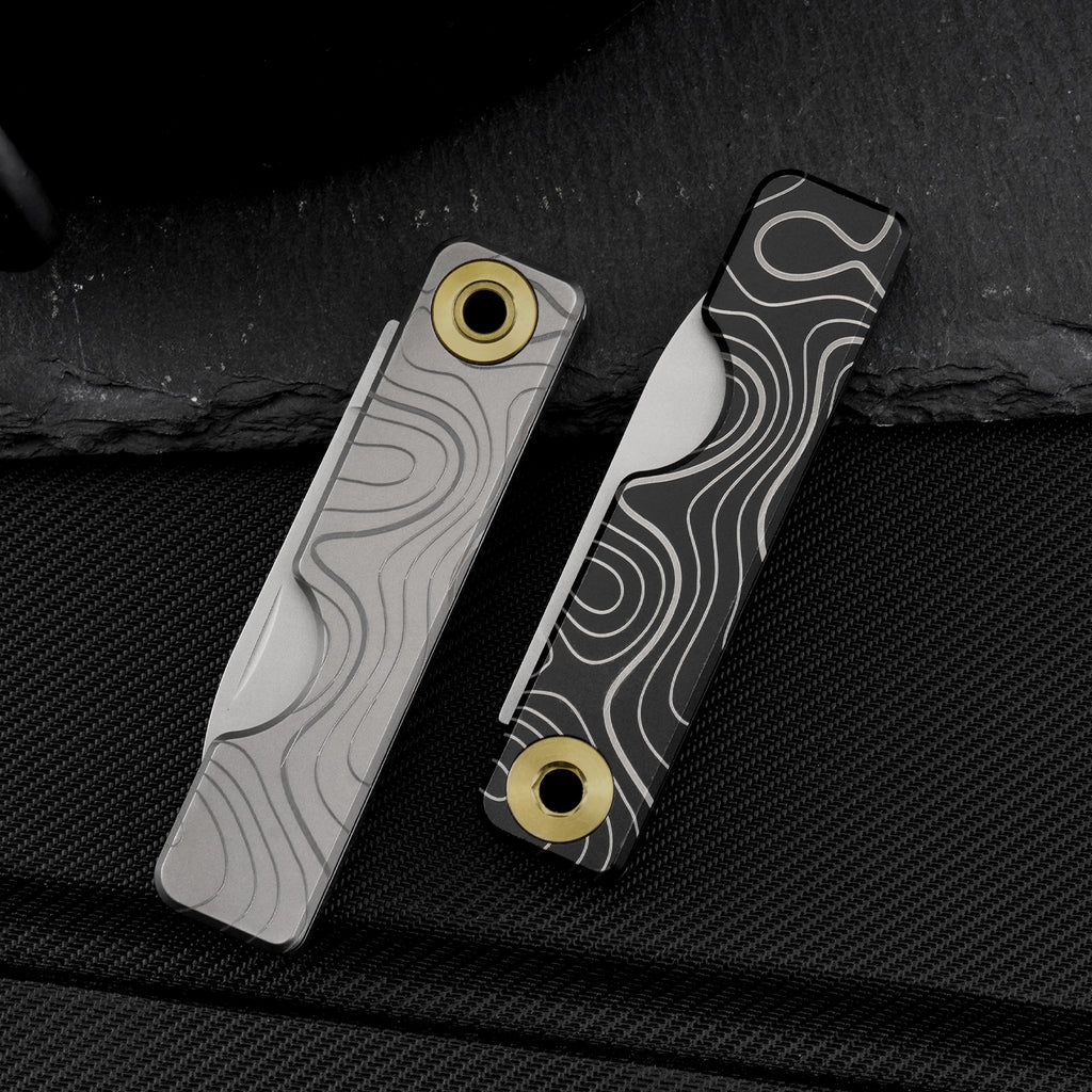 TGQ58 Topo Pattern Titanium VG10 Steel Mini Folding Cutter