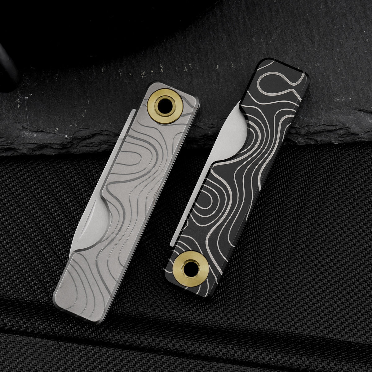 TGQ58 Topo Pattern Titanium VG10 Steel Mini Folding Cutter