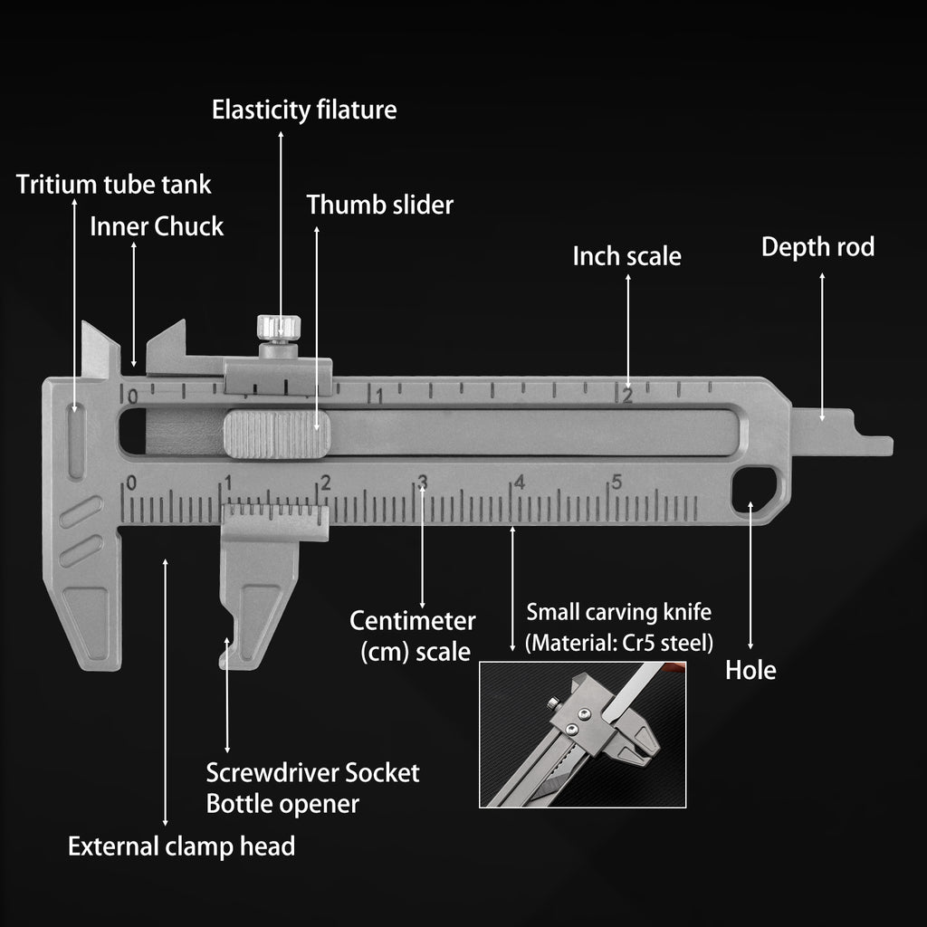 TGFL08 Grey Titanium Vernier Caliper EDC Multi Tool