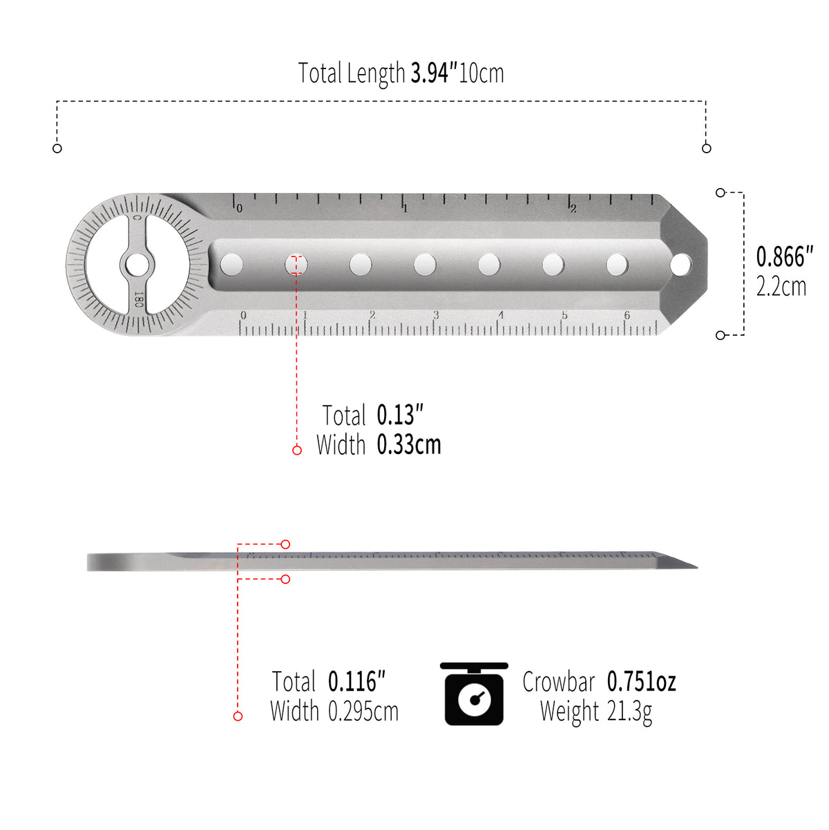 TGS01 Titanium Alloy Multi‑Tool Ruler