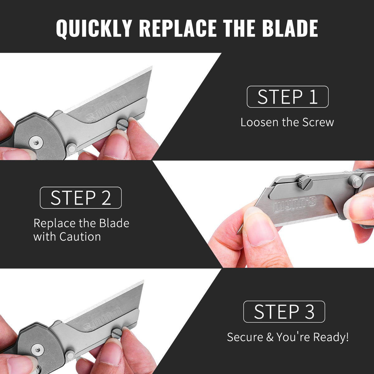TGQ51 Titanium Stonewash Pocket Folding Utility Cutter