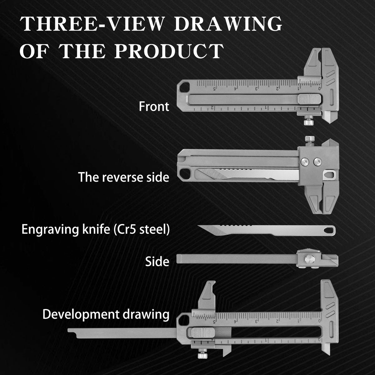 TGFL08 Grey Titanium Vernier Caliper EDC Multi Tool