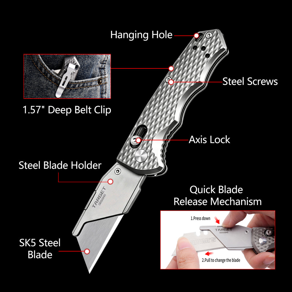 TGQ53 Titanium Diamond Texture Folding Utility Cutter