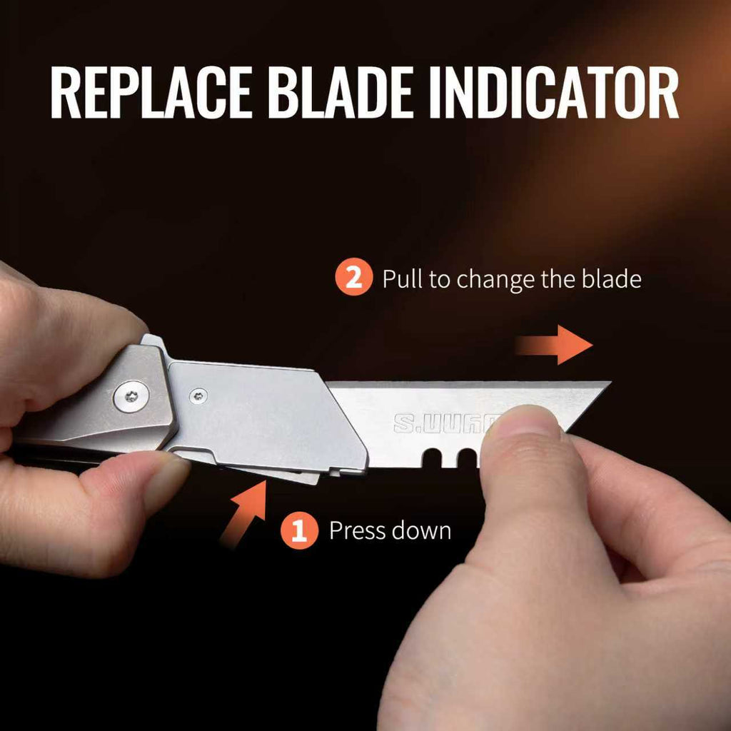 TGQ28 Titanium Stonewash Pocket Folding Utility Cutter